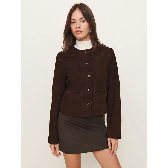 Reformation Veda Reed Leather Jacket Mole Suede - Picture 5 of 13